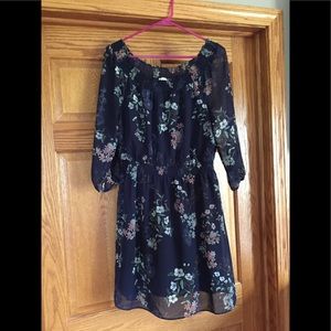 Navy Floral Off the Shoulder Dress size 8